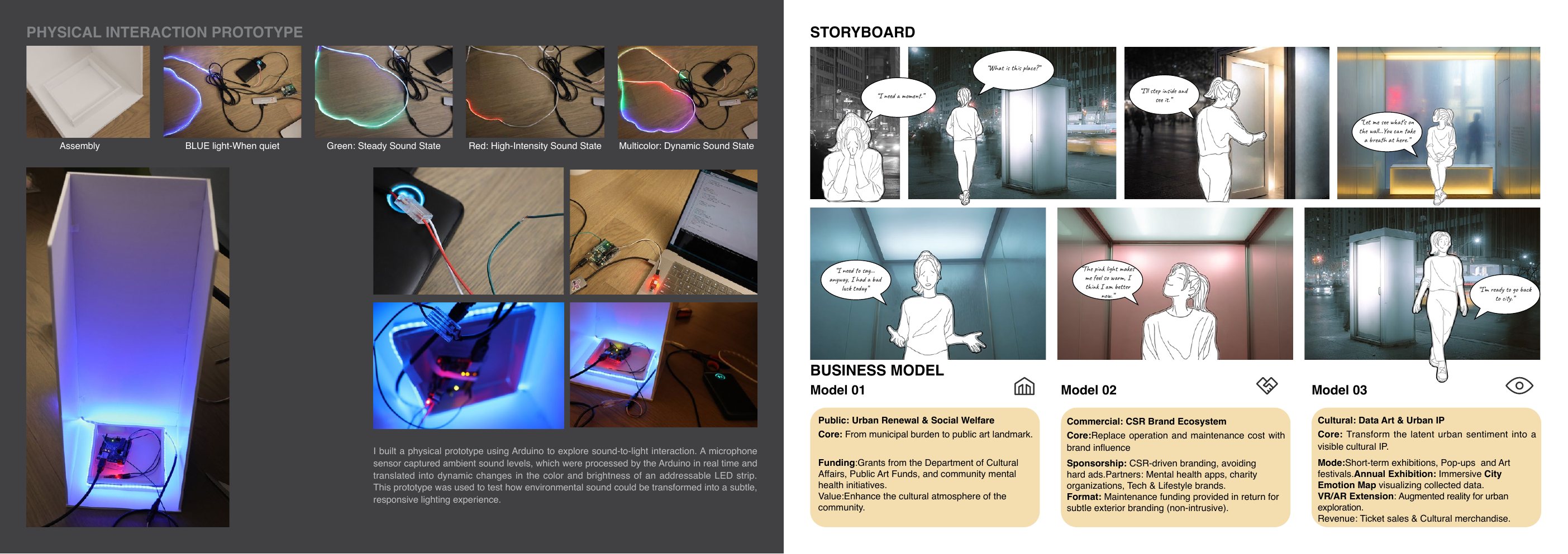 Listening Booth physical prototype and interaction storyboard